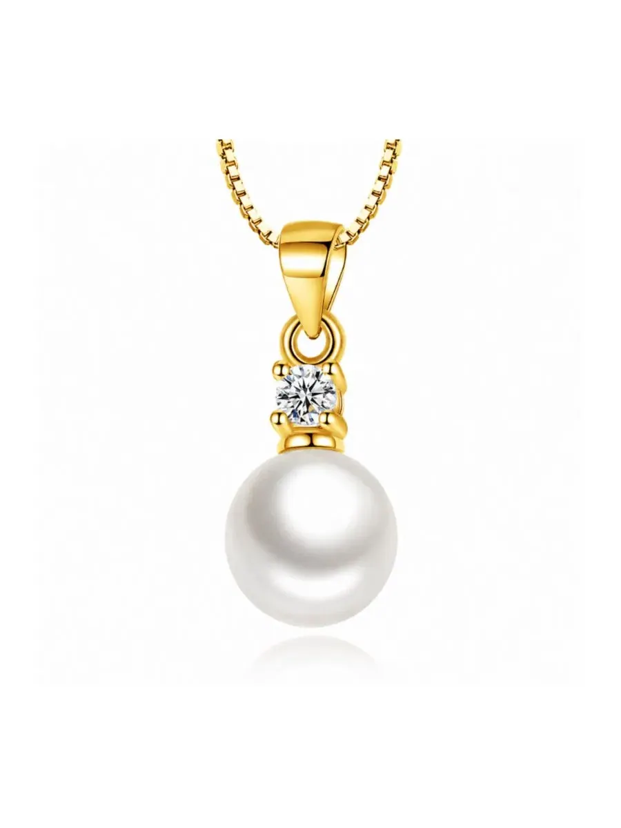 Кулон-подвеска с жемчугом из фианита, модель Faux Pearl Pendant Dloria — изображение 3 из 6, оттенок золото