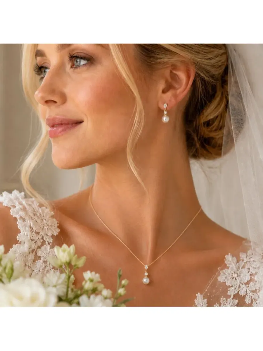 Кулон-подвеска с жемчугом из фианита, модель Faux Pearl Pendant Dloria — изображение 6 из 6, оттенок золото