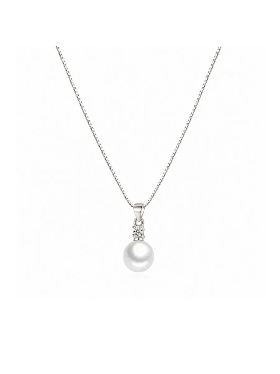 Подвеска-кулон с жемчугом и фианитом, модель Faux Pearl Pendant Dloria — изображение 1 из 5, оттенок серебряный