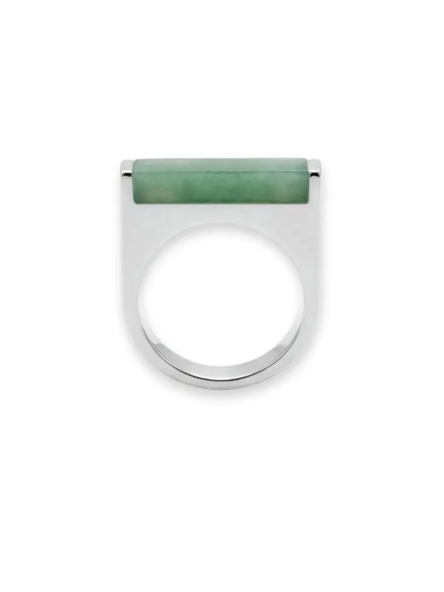 Кольцо с белым мрамором и латунью с позолотой, модель Year of the Horse - Jade Stone Saddle Ring — изображение 1 из 6