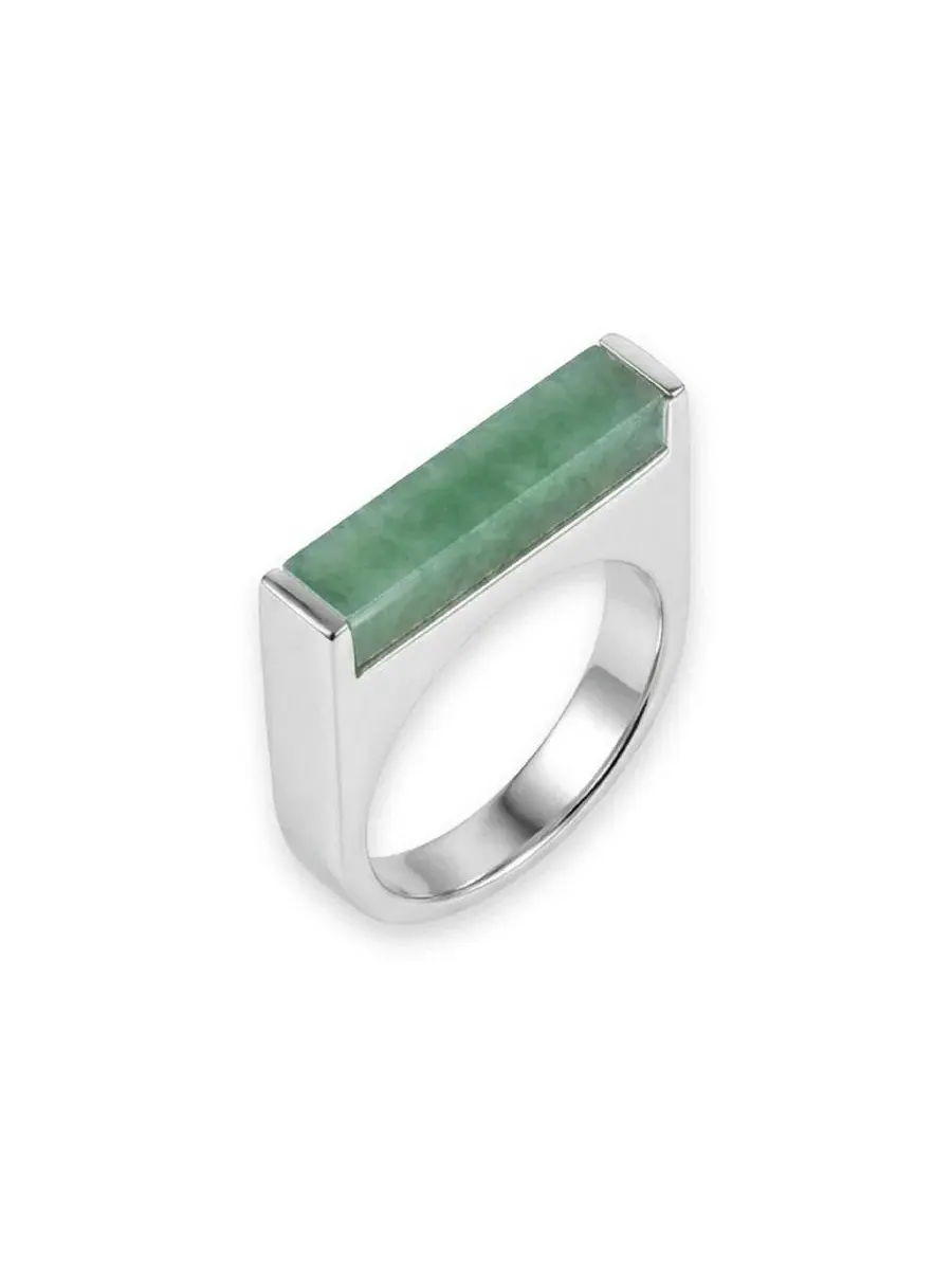 Кольцо с белым мрамором и латунью с позолотой, модель Year of the Horse - Jade Stone Saddle Ring — изображение 2 из 6