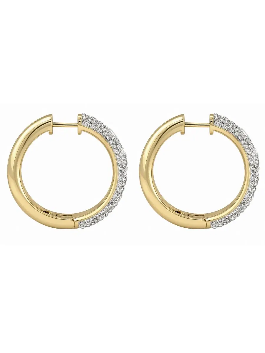 Серьги-кольца с кристаллами, с застежкой-шарниром, 14k золотое покрытие And Now This — изображение 2 из 4