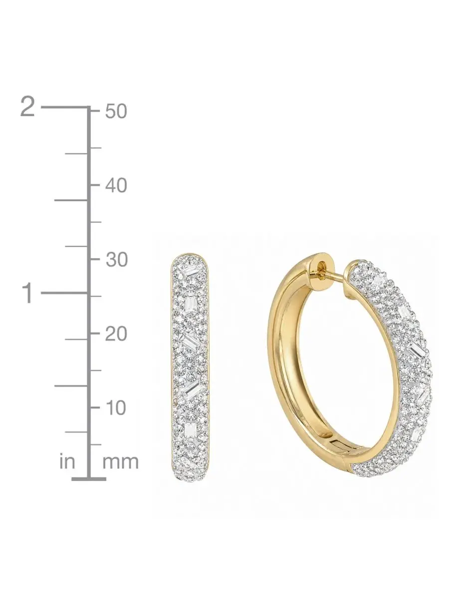 Серьги-кольца с кристаллами, с застежкой-шарниром, 14k золотое покрытие And Now This — изображение 3 из 4