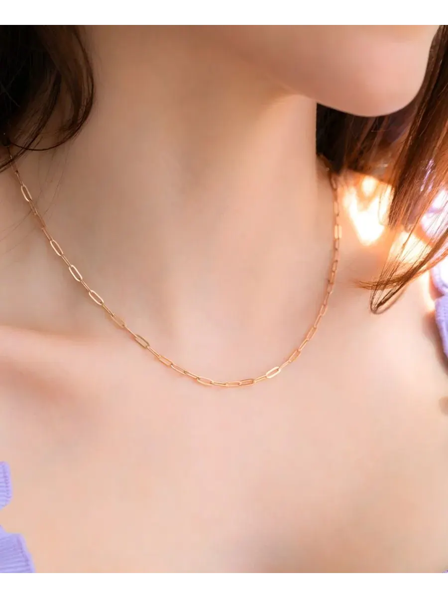 Тонкое колье-цепочка Paperclip, 16 дюймов, с удлинителем 2 дюйма, 18-каратное золотое покрытие Mint — изображение 2 из 3