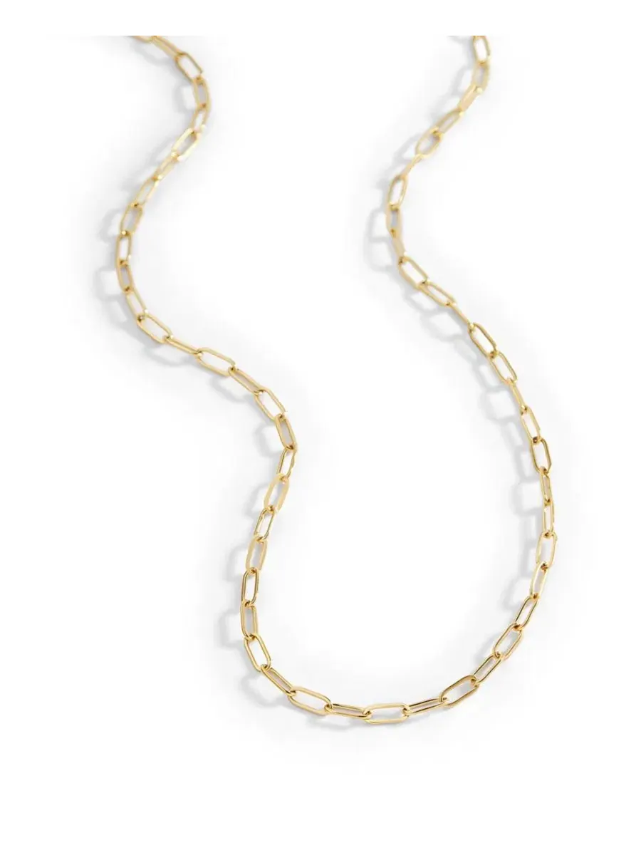 Тонкое колье-цепочка с застежкой-лобстер, 18k золотое покрытие, Thin Paperclip Necklace Mint & Lily