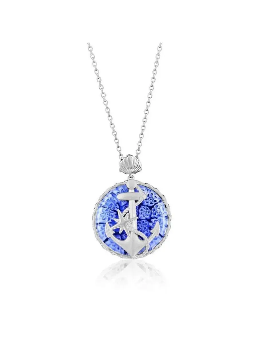 Кулон-якорь с венецианским стеклом Millefiori — изображение 1 из 4, оттенок синий