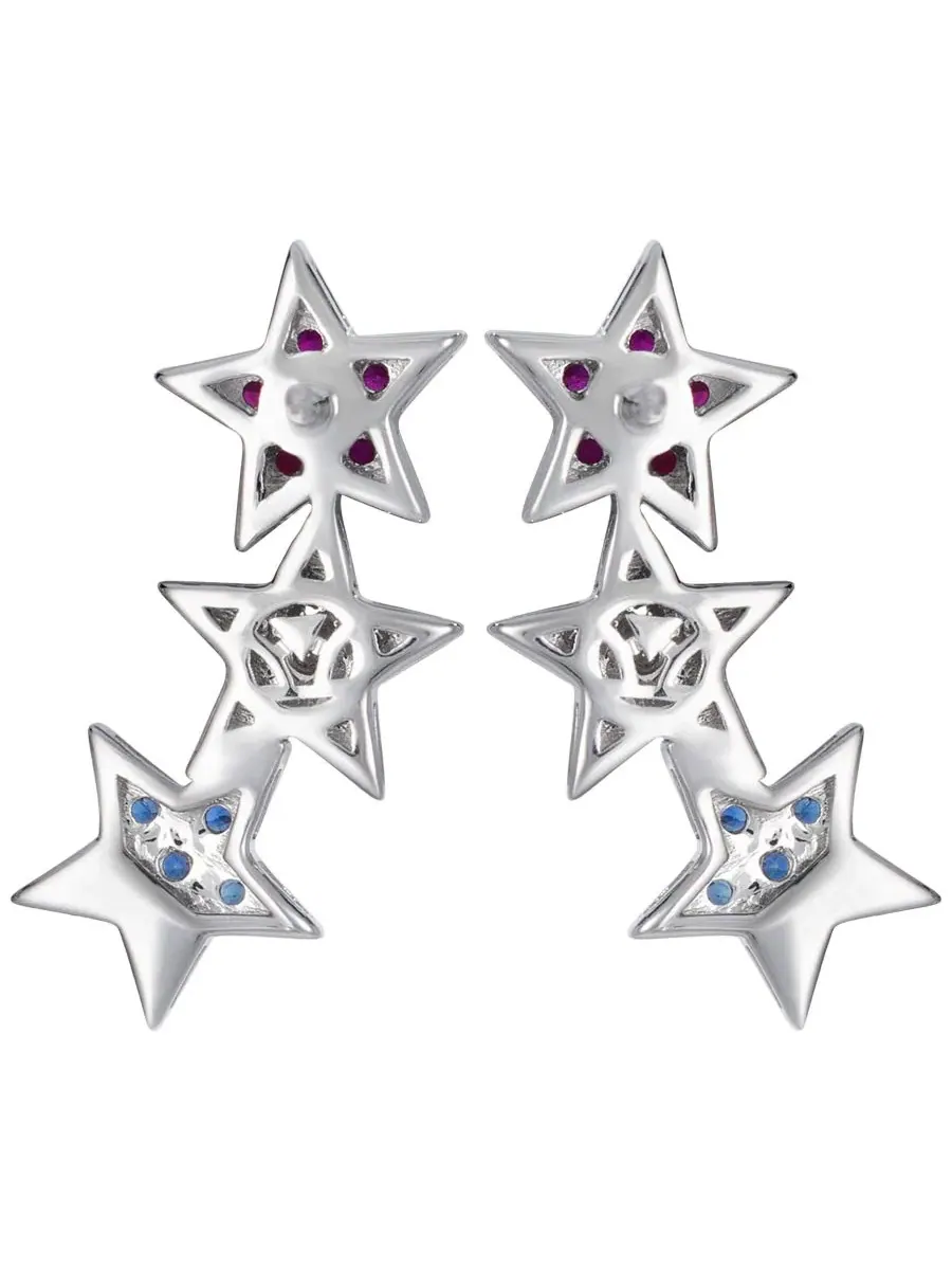 Серьги-звезды с сапфиром, рубином и бриллиантом Le Vian — изображение 2 из 3, оттенок золотистый