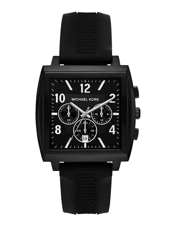 Мужские часы Rhys с хронографом, черные, силиконовые, 41 мм Michael Kors — изображение 1 из 4, оттенок черный