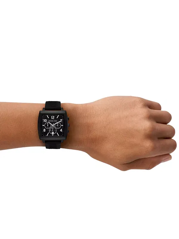 Мужские часы Rhys с хронографом, черные, силиконовые, 41 мм Michael Kors — изображение 4 из 4, оттенок черный