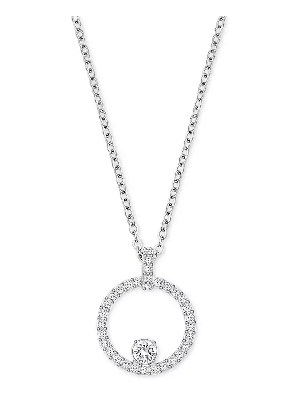 Колье с подвеской в форме круга паве Swarovski — изображение 1 из 2, оттенок серебряный