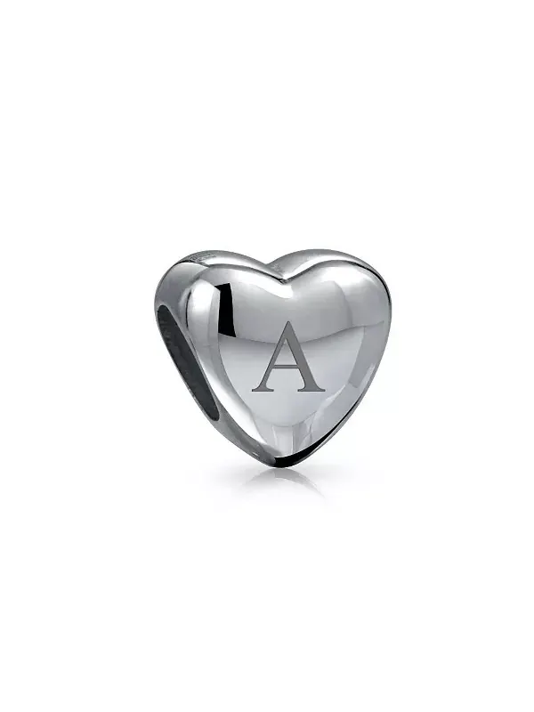 Бусина-Подвеска в виде сердца с инициалами из стерлингового серебра Bling Jewelry — изображение 2 из 4, оттенок серебряный