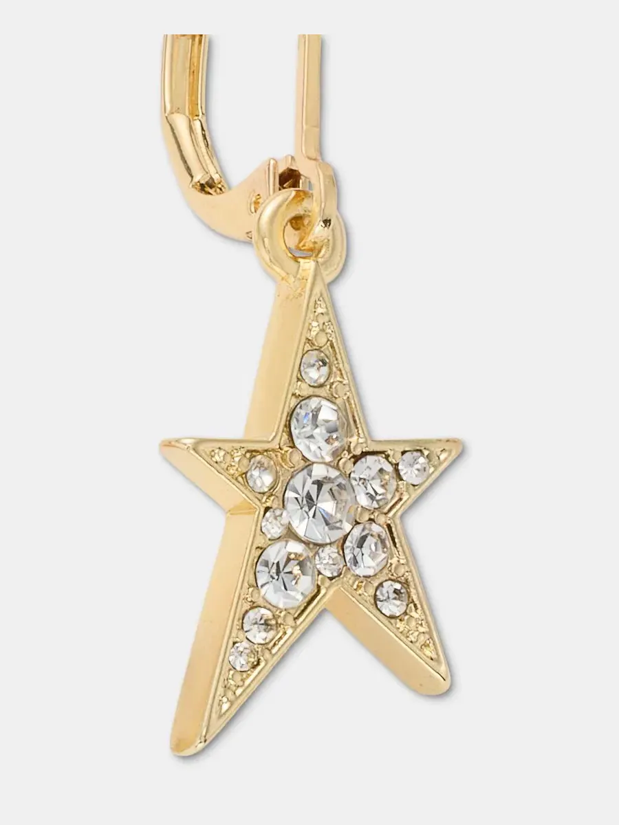 Серьги-подвески со звездой с кристаллами KARL LAGERFELD PARIS — изображение 3 из 4, оттенок белый