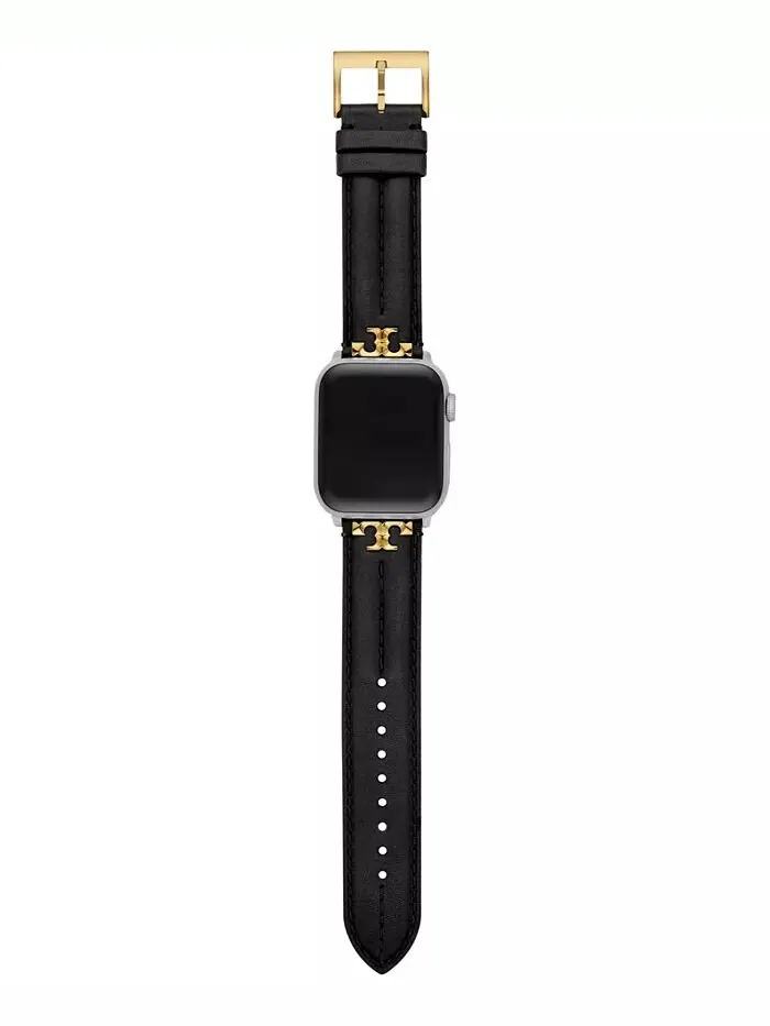 Черный кожаный ремешок Kira для Apple Watch 38–45 мм Tory Burch