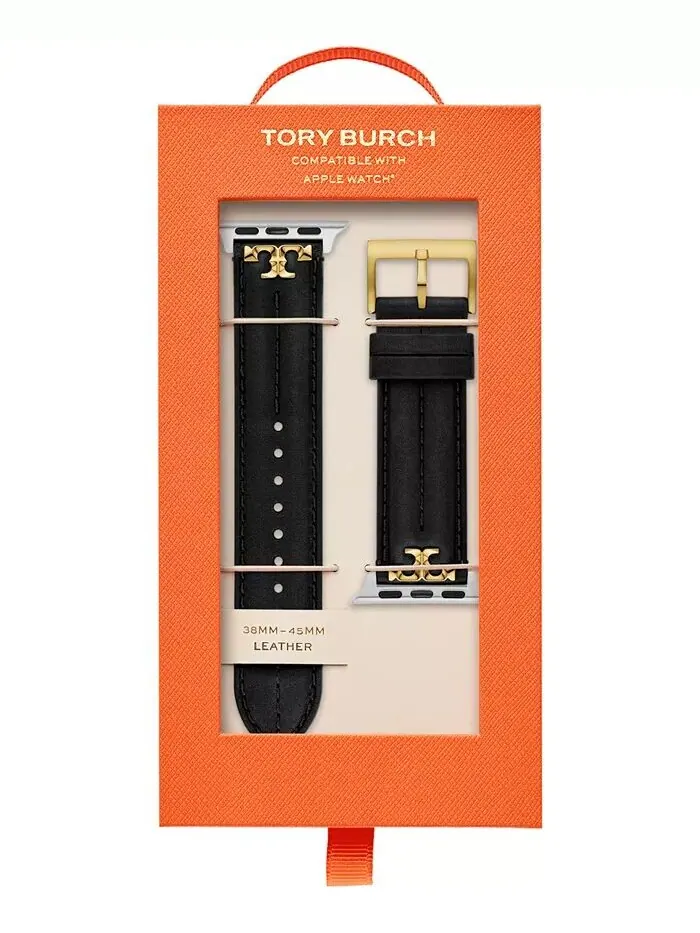 Черный кожаный ремешок Kira для Apple Watch 38–45 мм Tory Burch — изображение 3 из 3