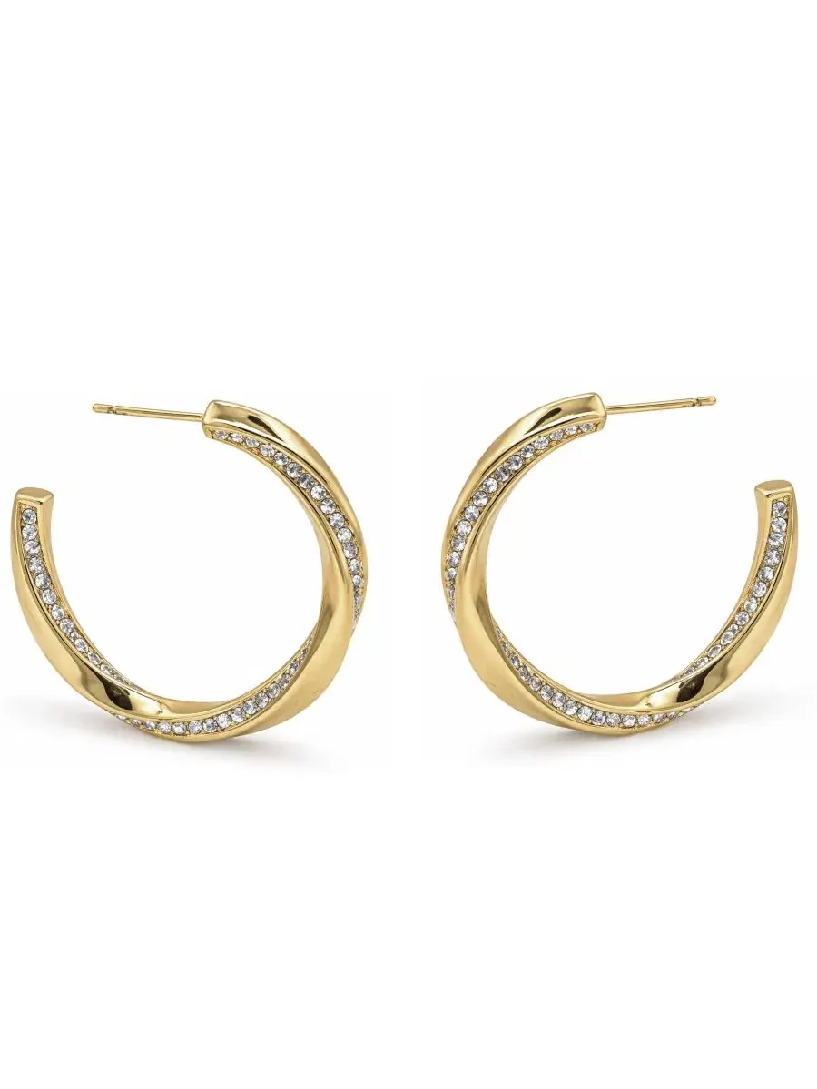 Серьги-кольца Crystal Post Tiwsted C Hoop Earrings And Now This — изображение 2 из 5, оттенок золото