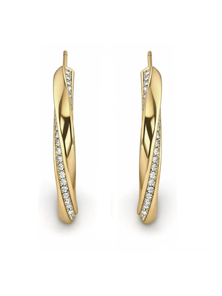 Серьги-кольца Crystal Post Tiwsted C Hoop Earrings And Now This — изображение 3 из 5, оттенок золото