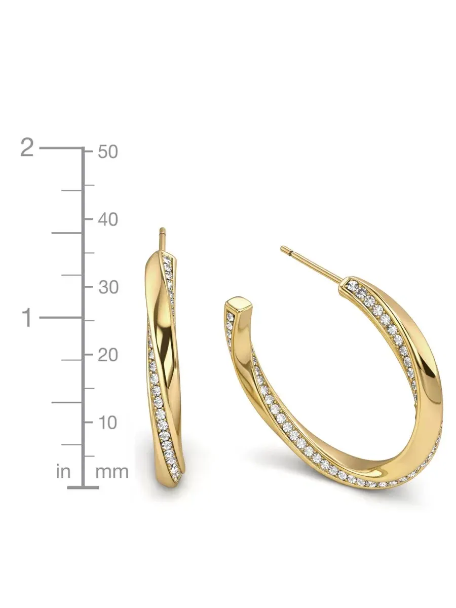 Серьги-кольца Crystal Post Tiwsted C Hoop Earrings And Now This — изображение 4 из 5, оттенок золото