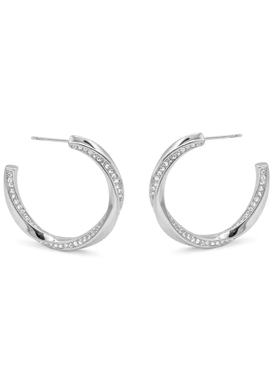 Серьги-кольца Crystal Post Tiwsted C Hoop Earrings And Now This — изображение 2 из 5, оттенок серебристый