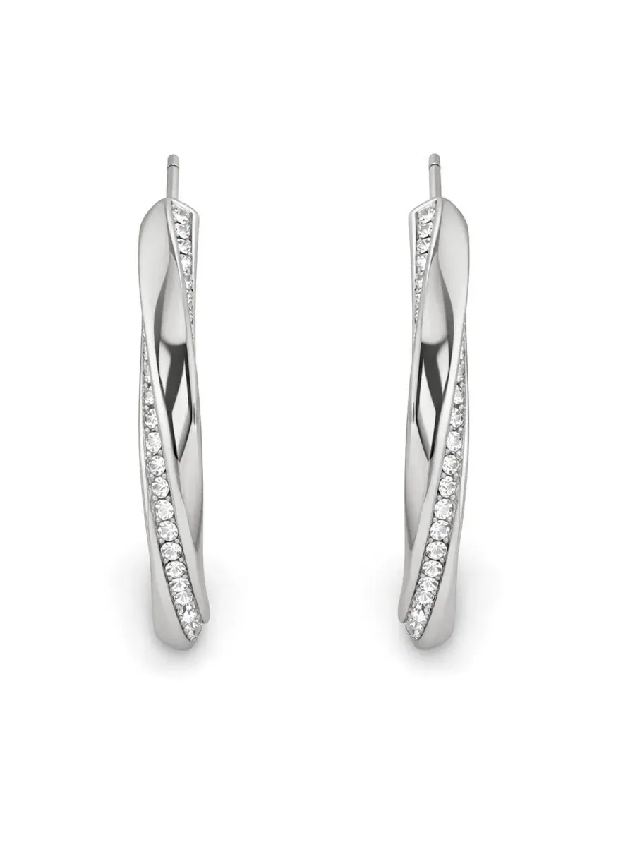 Серьги-кольца Crystal Post Tiwsted C Hoop Earrings And Now This — изображение 3 из 5, оттенок серебристый