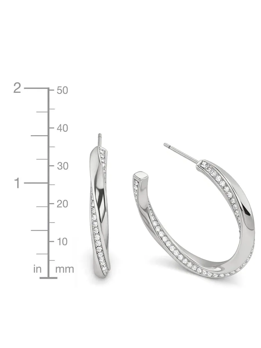 Серьги-кольца Crystal Post Tiwsted C Hoop Earrings And Now This — изображение 4 из 5, оттенок серебристый