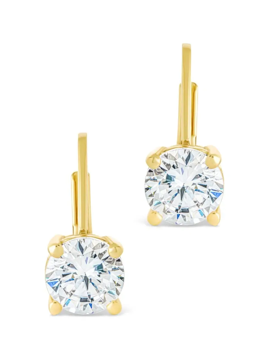 Серебряные серьги-клипсы с круглой огранкой, французские Sterling Forever — изображение 2 из 5, оттенок золото
