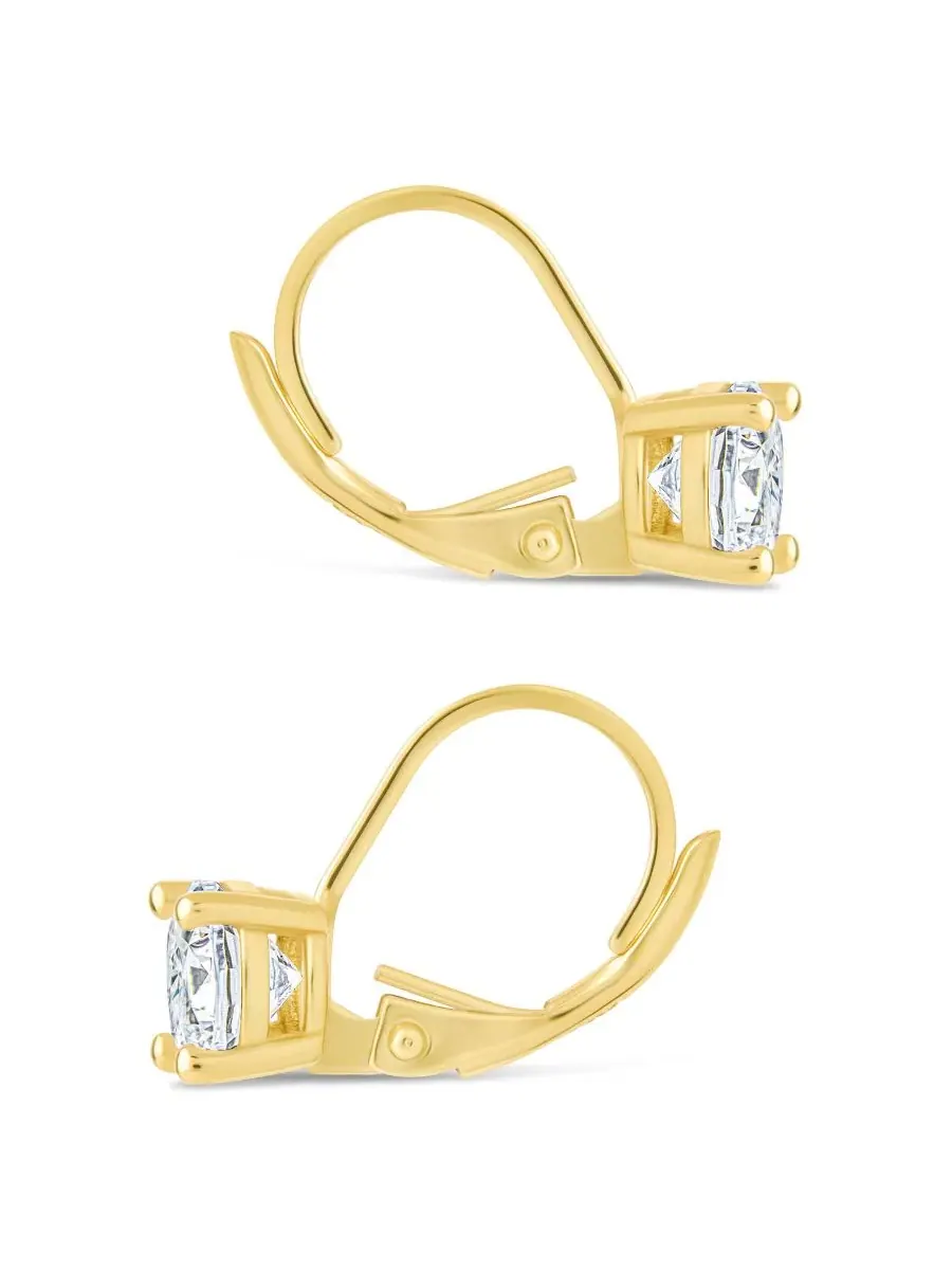 Серебряные серьги-клипсы с круглой огранкой, французские Sterling Forever — изображение 4 из 5, оттенок золото