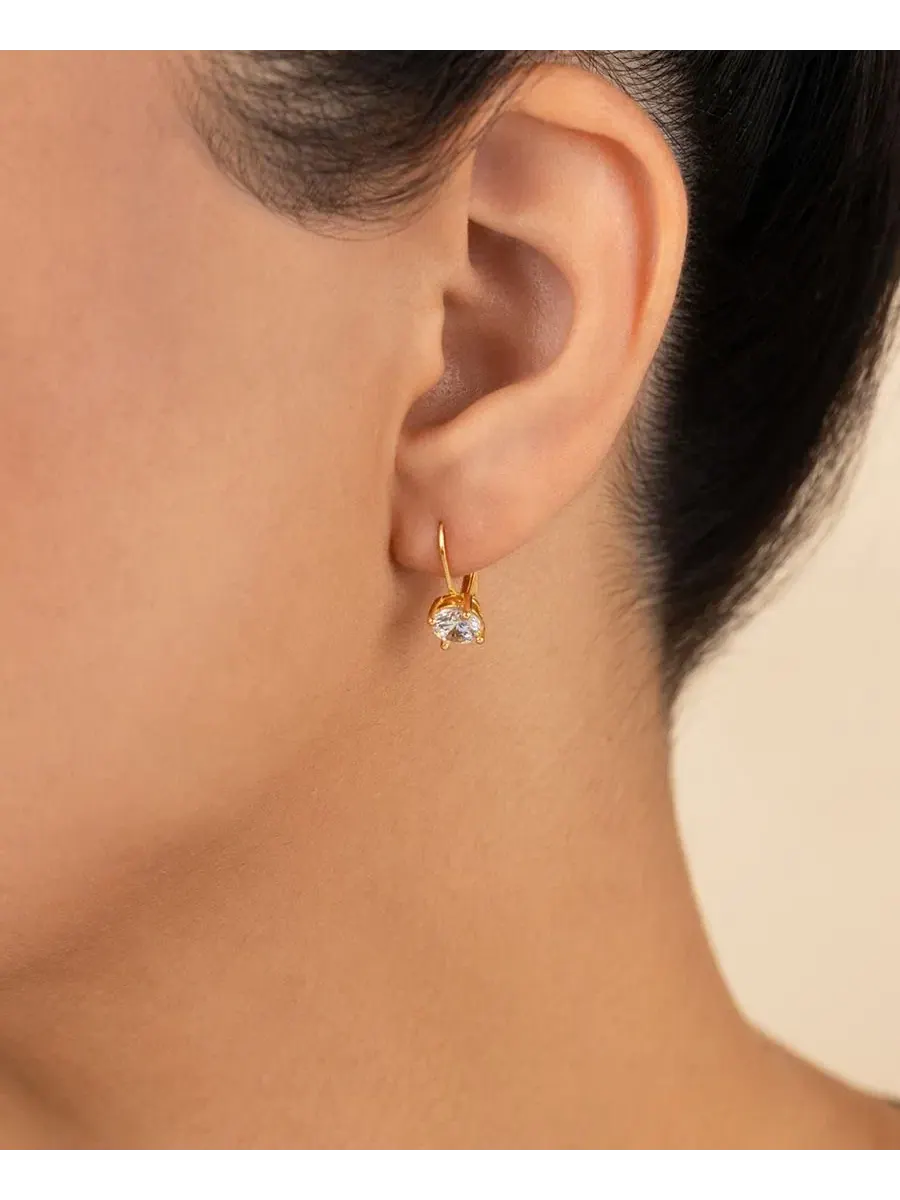 Серебряные серьги-клипсы с круглой огранкой, французские Sterling Forever — изображение 5 из 5, оттенок золото