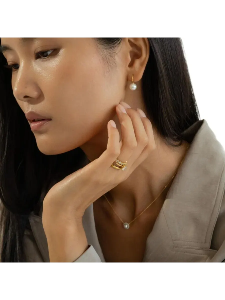 Комплект из 3 колец с кристаллами, 18k золото — изображение 2 из 6