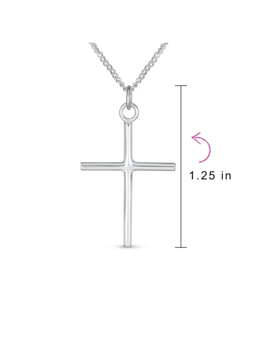 Кулон-крест из стерлингового серебра .925, минималистичный, 3,2 см Bling Jewelry — изображение 2 из 3, оттенок серебристый