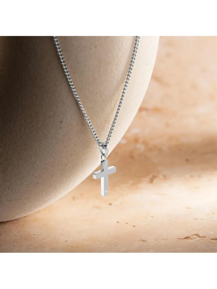 Женское ожерелье с крестом из серебра с золотым покрытием, модель Petite Cross Vincero — изображение 4 из 6