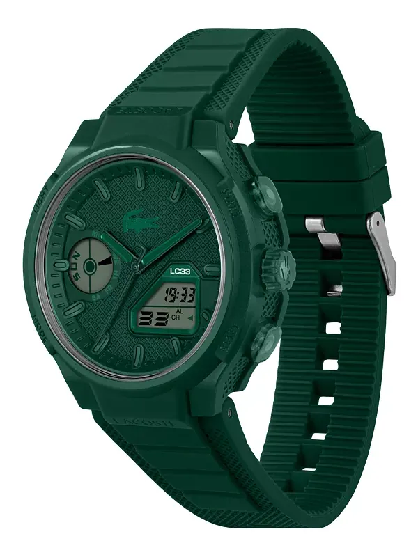Мужские часы LC33 с зеленым силиконовым ремешком, 44,8 мм Lacoste — изображение 2 из 4, оттенок зеленый