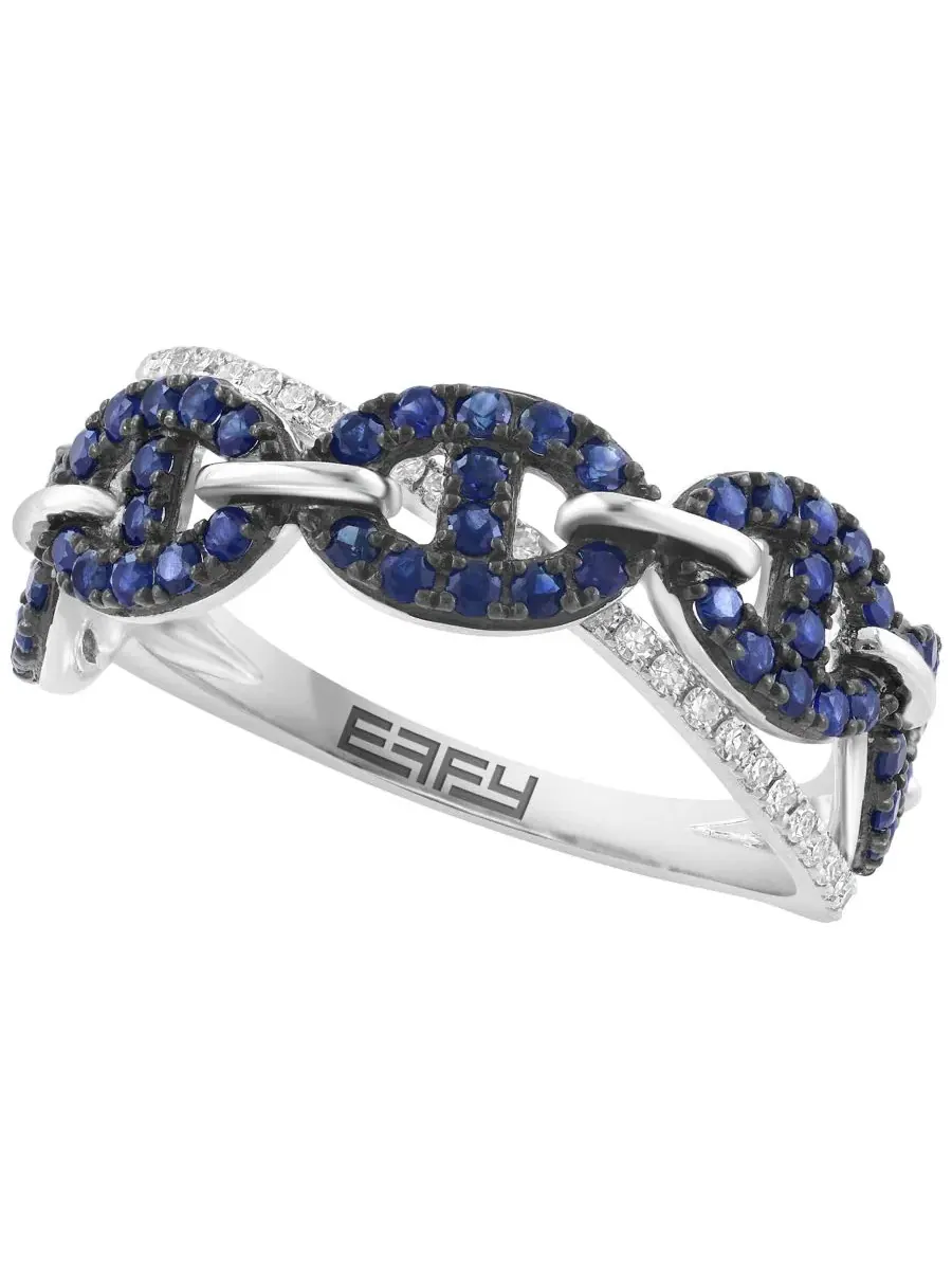 Кольцо с сапфиром и бриллиантами Sapphire and Diamond Ring EFFY Collection — изображение 1 из 4, оттенок золотистый