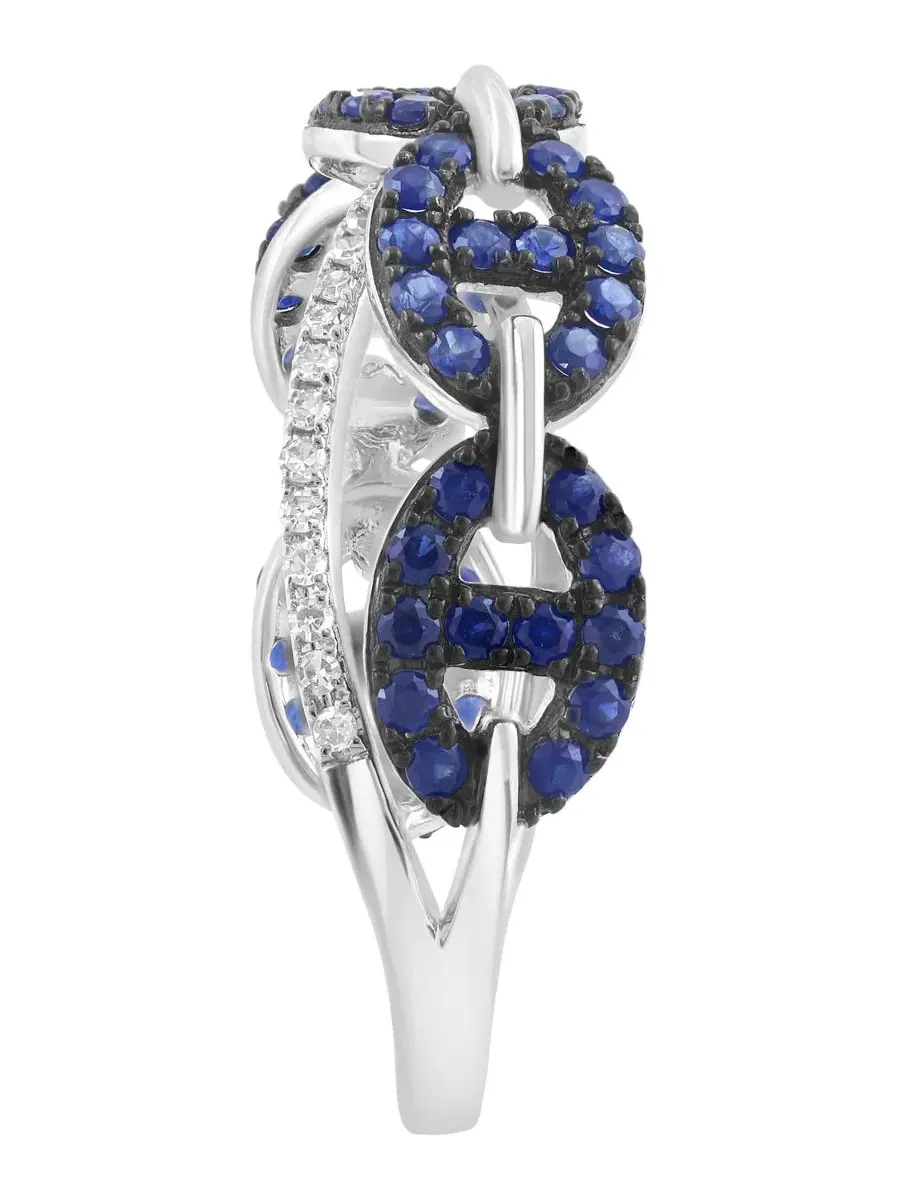 Кольцо с сапфиром и бриллиантами Sapphire and Diamond Ring EFFY Collection — изображение 3 из 4, оттенок золотистый