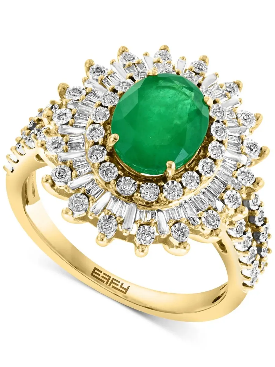 Колье с сапфиром и бриллиантами в оправе багет, коллекция EFFY EFFY Collection — изображение 1 из 8
