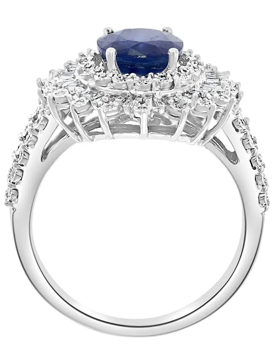 Колье с сапфирами и бриллиантами, оправа багет, 14K белое золото EFFY Collection — изображение 6 из 7