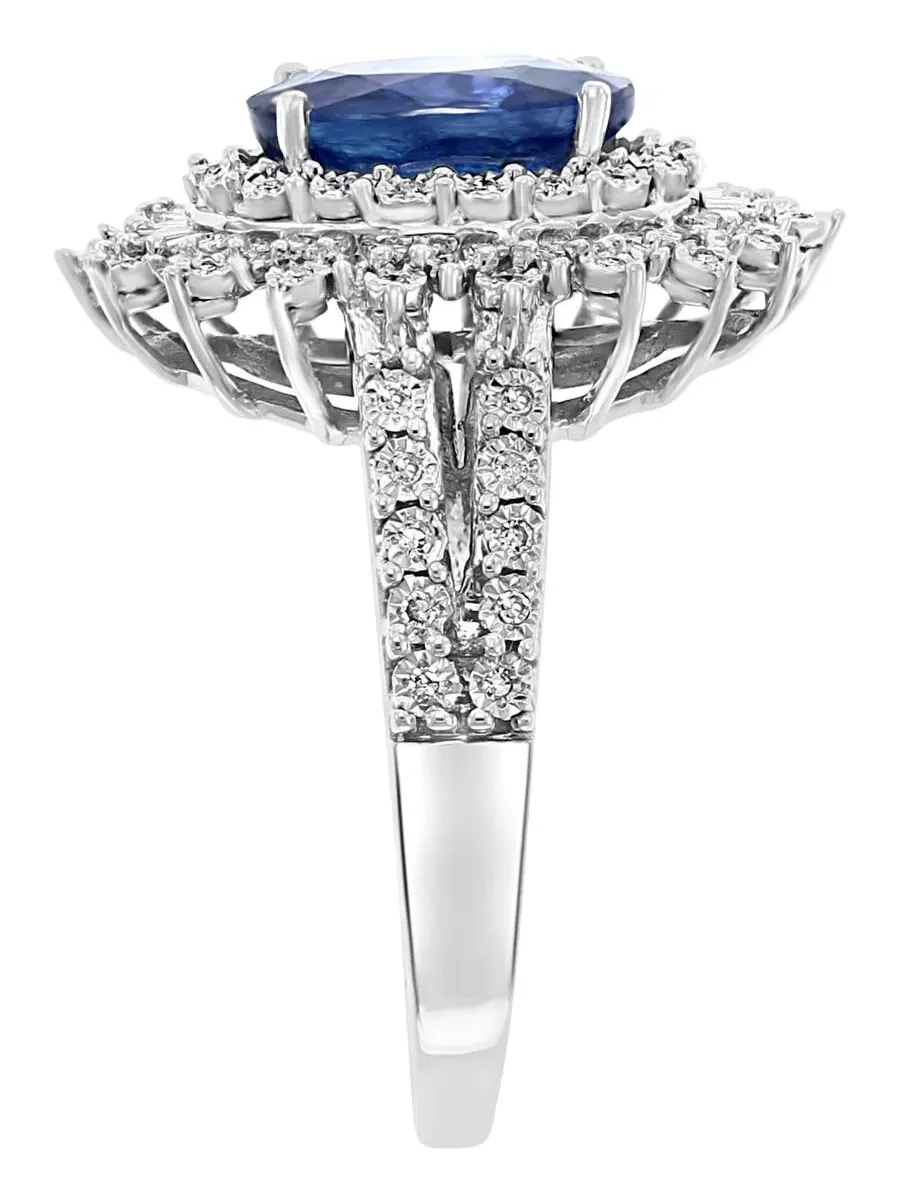 Колье с сапфирами и бриллиантами, оправа багет, 14K белое золото EFFY Collection — изображение 7 из 7