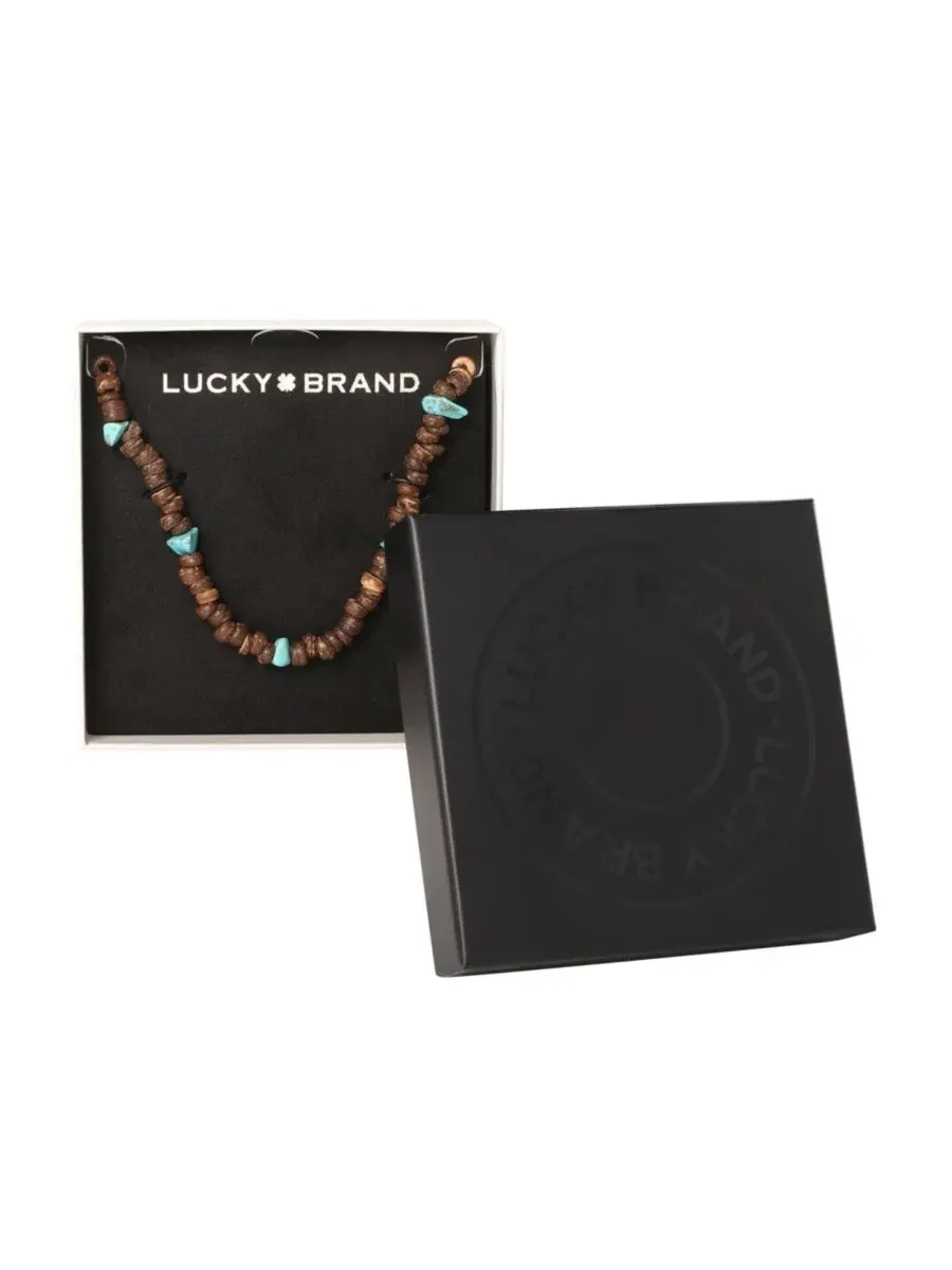 Ожерелье из дерева и бирюзы с подвесками Heishi, 22 дюйма Lucky Brand — изображение 5 из 7, оттенок коричневый//серебристый