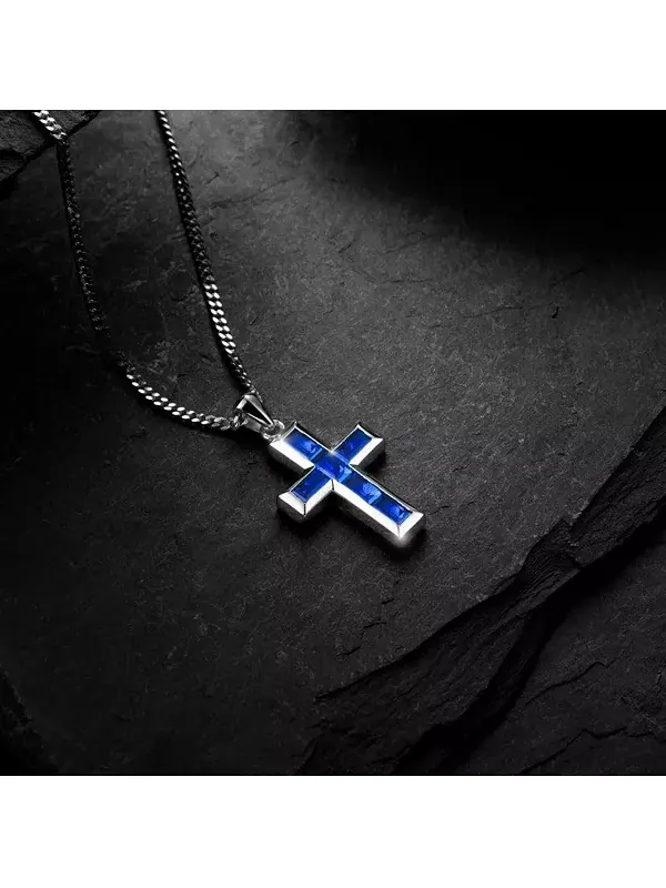Мужской крестик из серебра 925 пробы с родиевым покрытием и застежкой-карабином Vincero — изображение 2 из 4