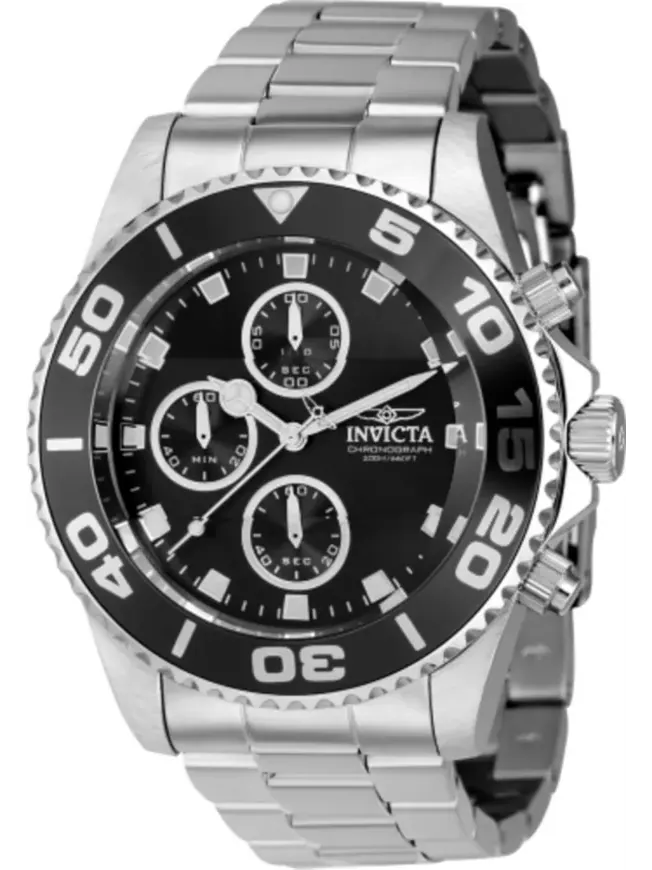 Мужские кварцевые часы-хронограф Pro Diver 43405 с черным циферблатом Invicta — изображение 2 из 3, оттенок серебряный
