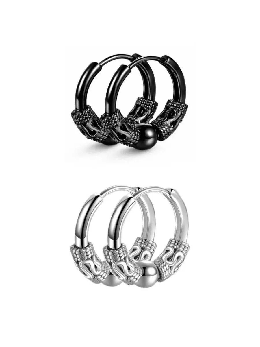 Серьги-конго из нержавеющей стали, диаметр 14 мм Rebl Jewelry — изображение 2 из 3, оттенок серебряный