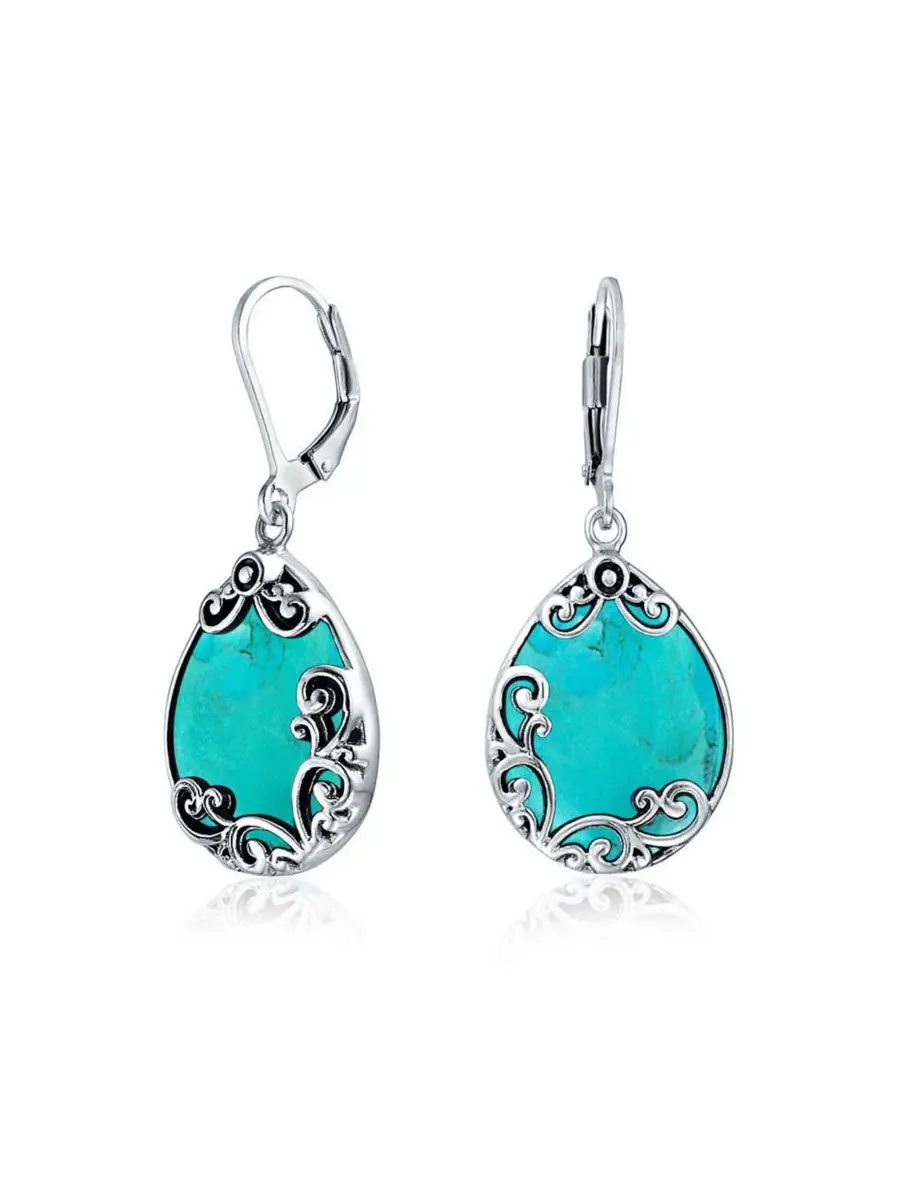 Серьги-подвески из стерлингового серебра с черным ониксом, модель Western Style Teardrop Bling