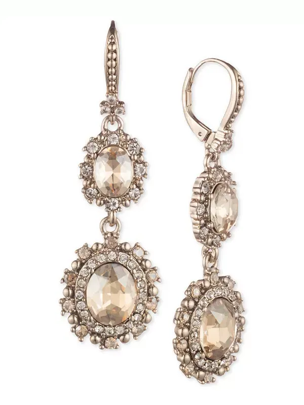 Двойные серьги с золотистыми кристаллами Marchesa — изображение 1 из 2, оттенок золото