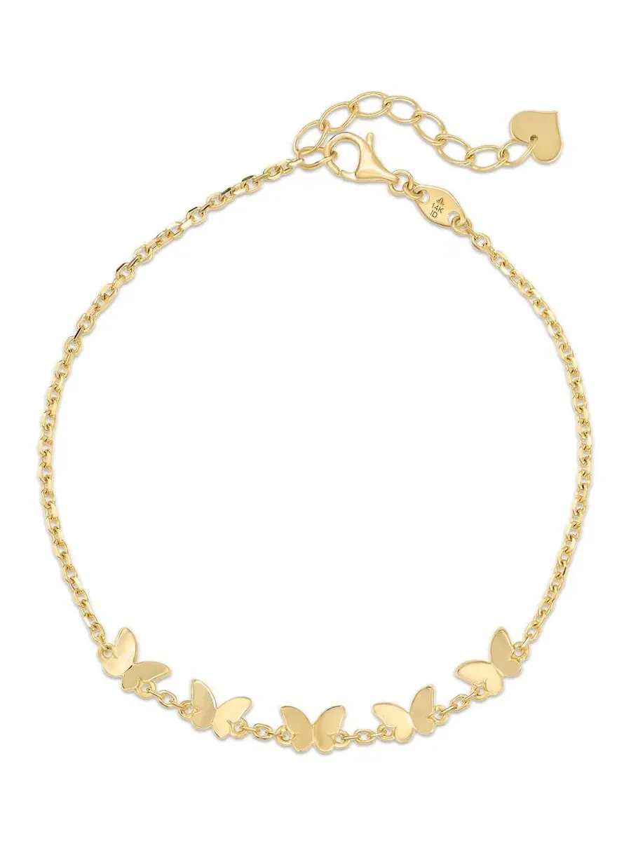 Браслет-цепочка с подвеской-бабочкой, 14K золото DEVATA — изображение 4 из 5