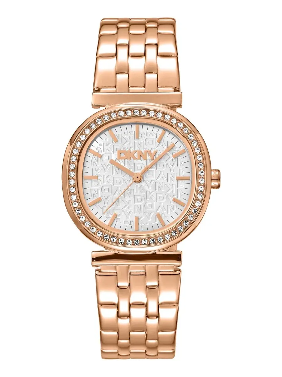 Женские часы с кристаллами и браслетом из стали DKNY