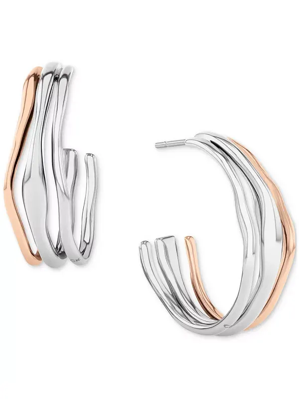 Серьги-Кольца средней волнистости с тремя рядами, 1,04 дюйма Calvin Klein