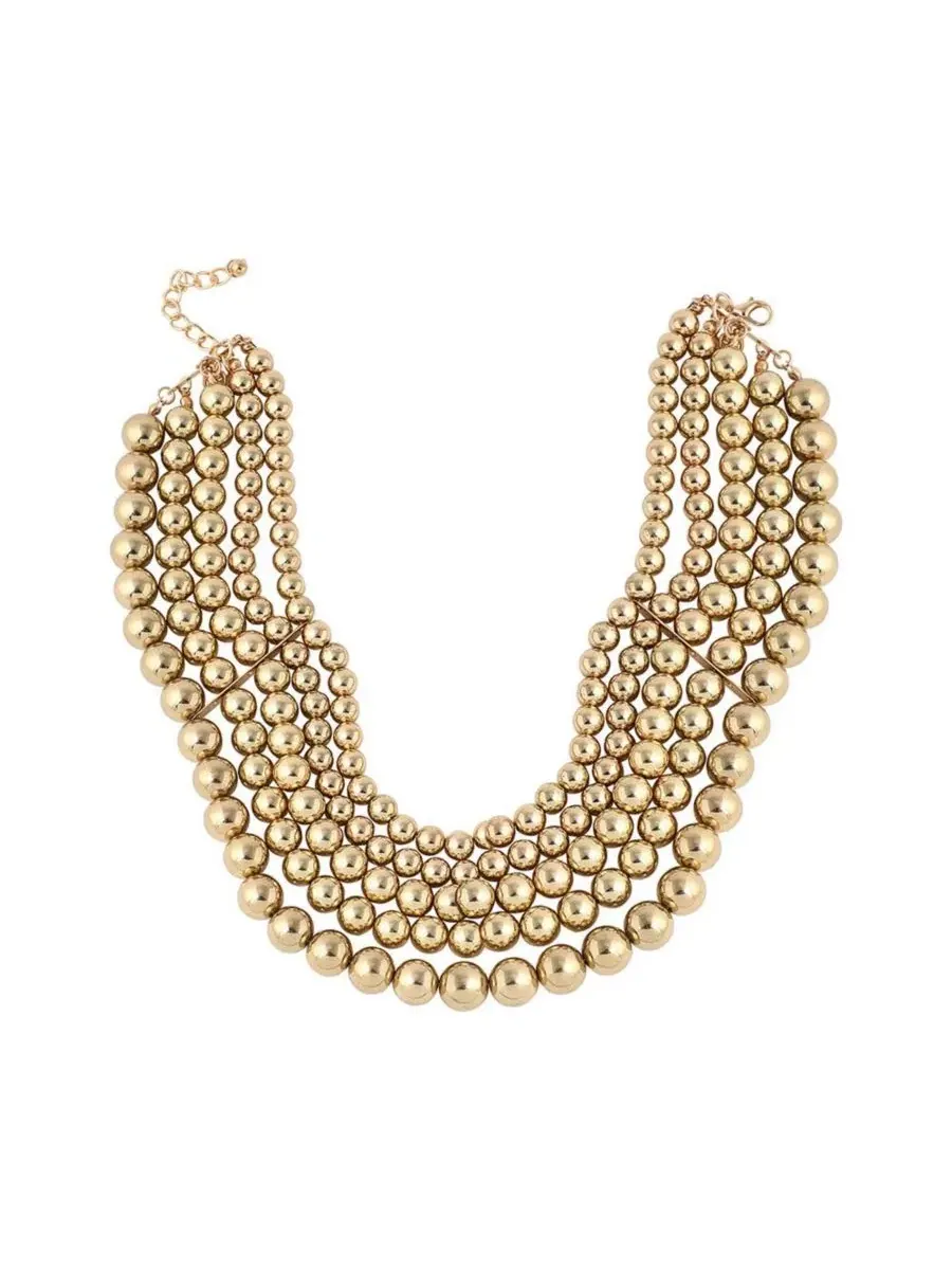 Женское колье с металлическими бусинами Gold Metallic Beaded Cluster SOHI — изображение 1 из 3, оттенок золото