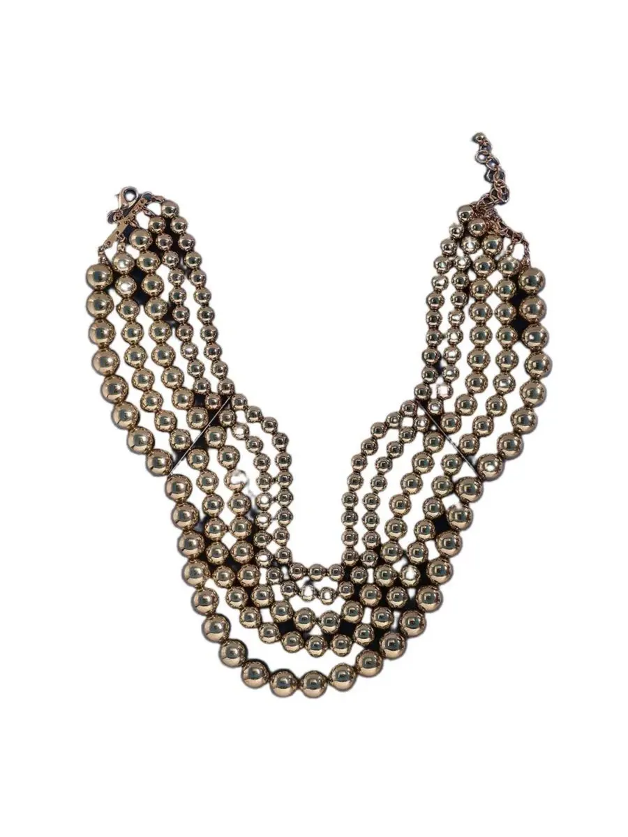 Женское колье с металлическими бусинами Gold Metallic Beaded Cluster SOHI — изображение 2 из 3, оттенок золото