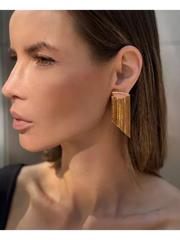 Золотые серьги с бахромой Adornia — изображение 3 из 3, оттенок золото