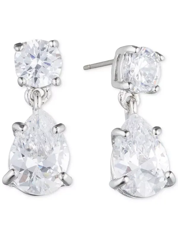 Серьги грушевидной формы с серебристыми кристаллами Givenchy — изображение 1 из 2, оттенок серебряный