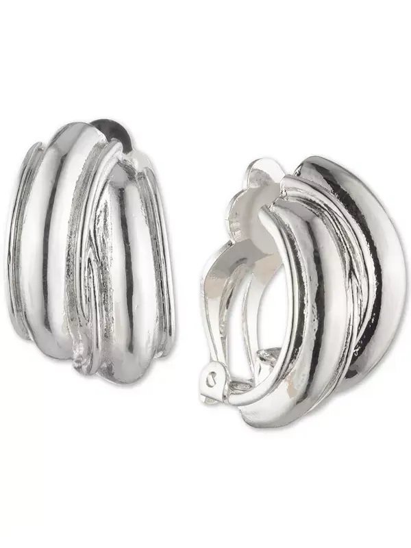 Маленькие серебряные серьги-клипсы EZ Comfort с пуговицами, 2,5 см Anne Klein — изображение 1 из 2, оттенок серебряный